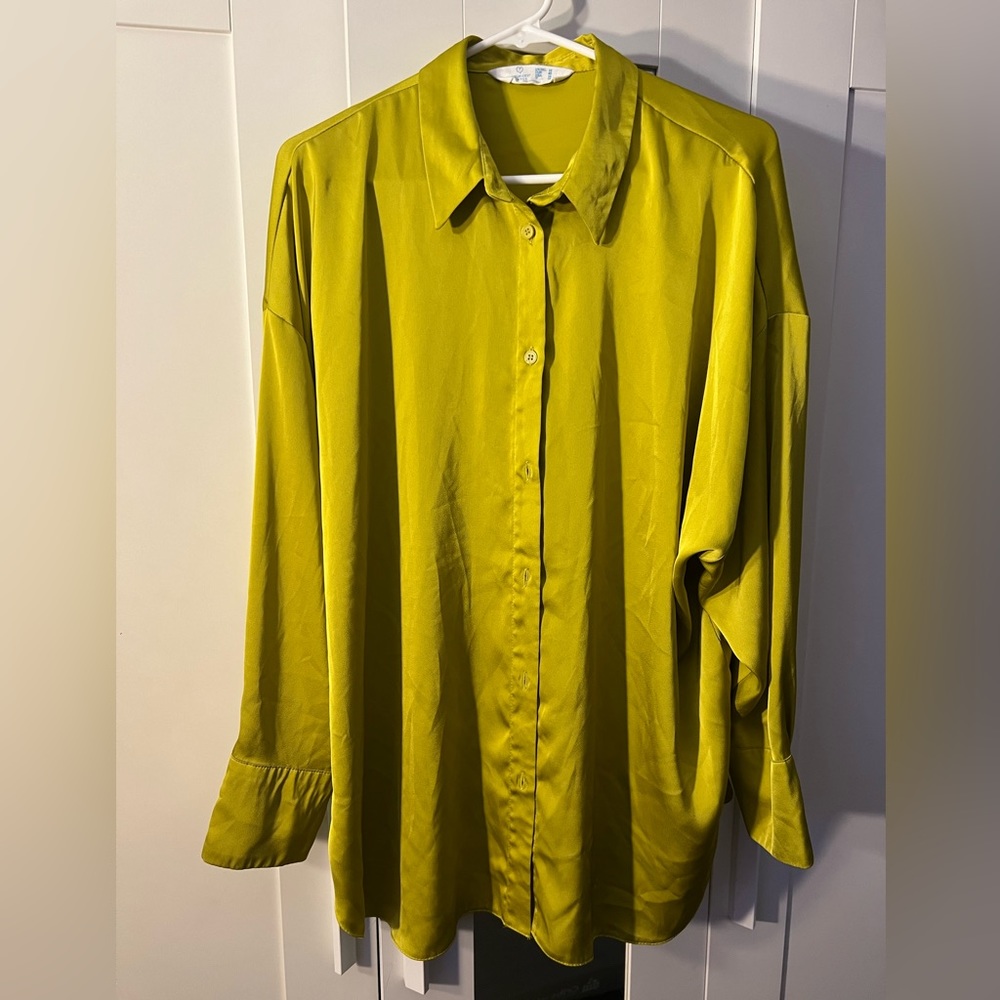 Green Satin Oversized Shirt PRIMARK